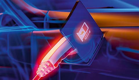 An illustration of an electric car while it is charging