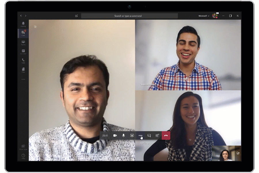 Three people in a Teams meeting with closed captions being turned on. Accessible tools make it easier to have a diverse and inclusive frontline workforce