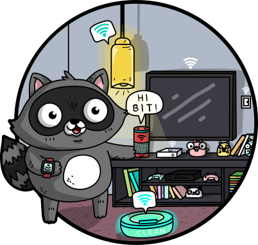 animated image of a raccoon