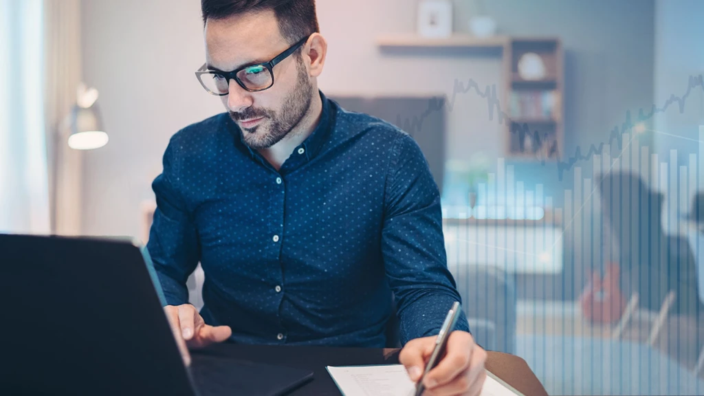 man working at his desk