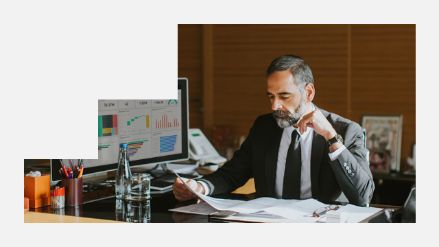 man working in his office space