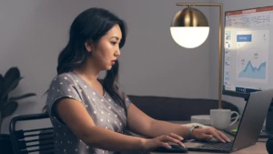 woman working on her laptop