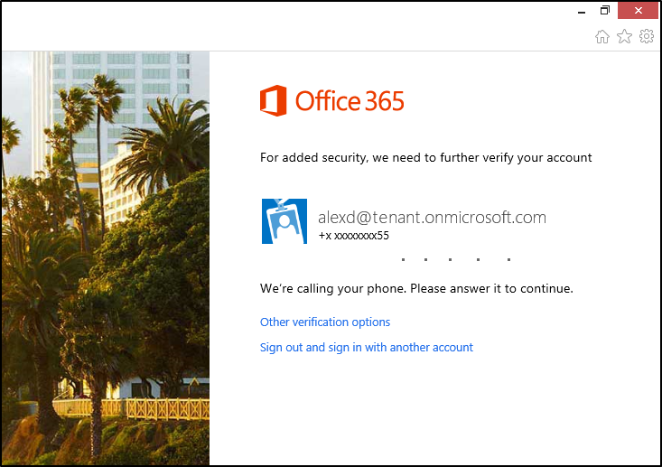 office 365 sign in window