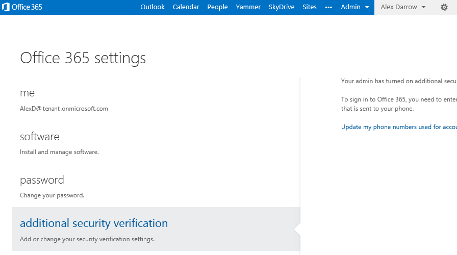 additional security verification menu