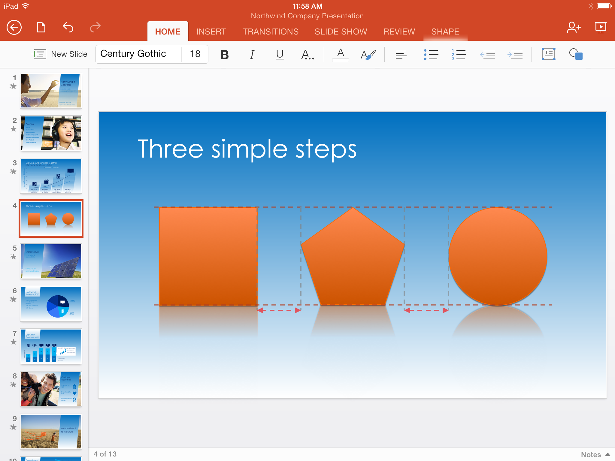 PowerPoint for iPad SmartGuides
