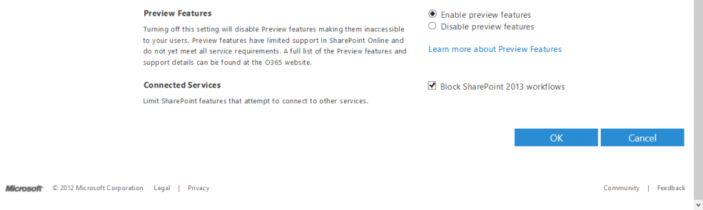 At the bottom of the settings tab in the SharePoint Online admin center, you can select Block SharePoint 2013 workflows.