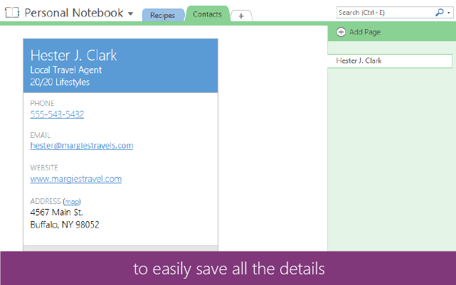 OneNote business card 2