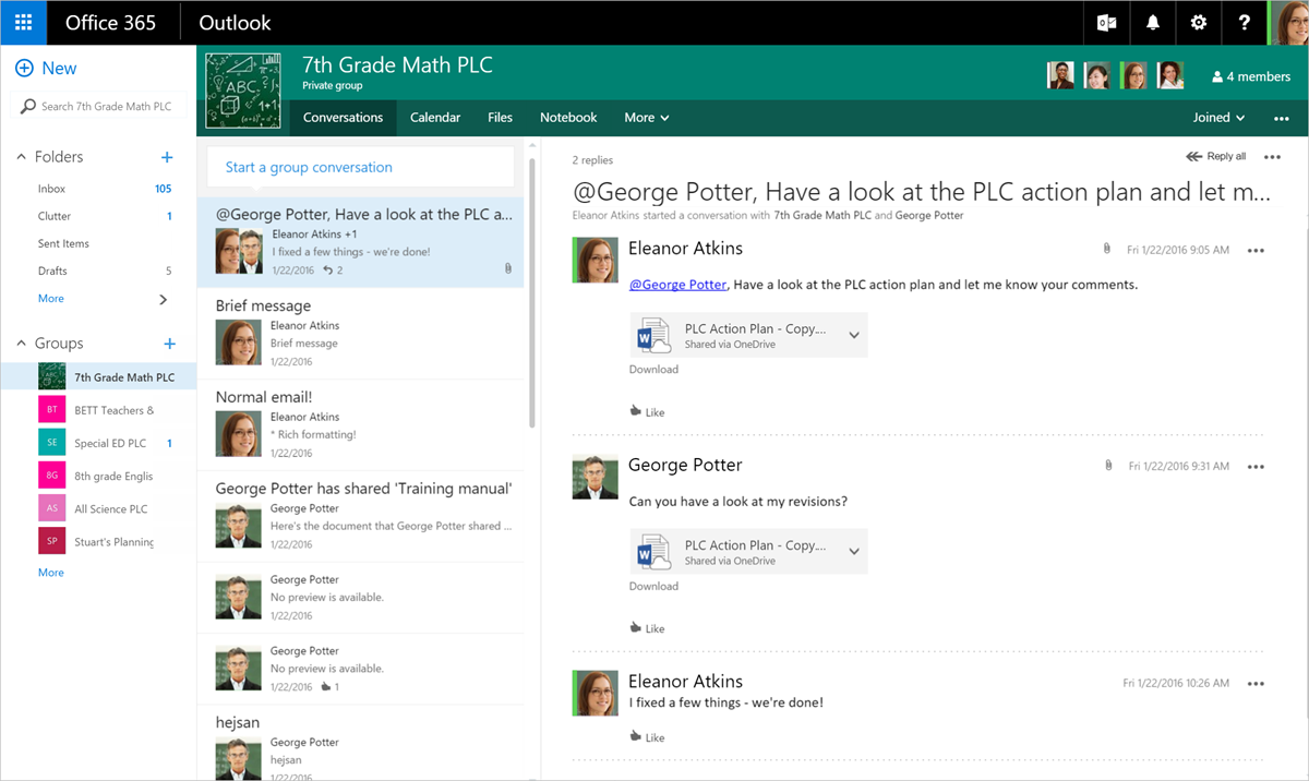 Professional Learning Community Groups in Office 365 Education 3