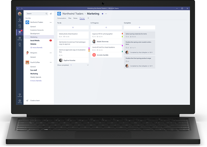Messaging and collaboration within Microsoft Teams.
