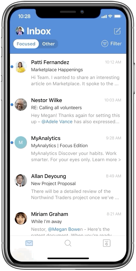 Animated screenshot of Focus time being utilized in MyAnalytics.