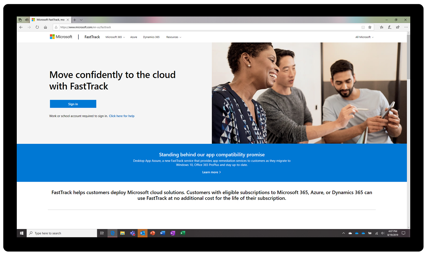Image of the FastTrack homepage.
