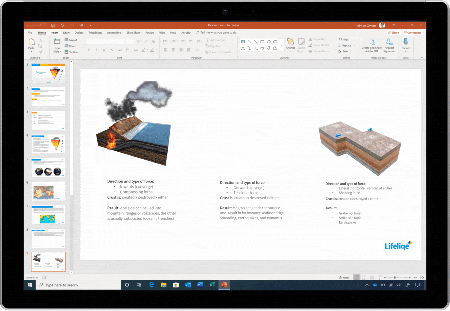 Animated image of 3d models being used in Microsoft PowerPoint.