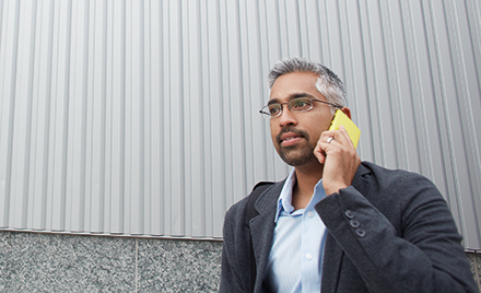 A worker on a phone.