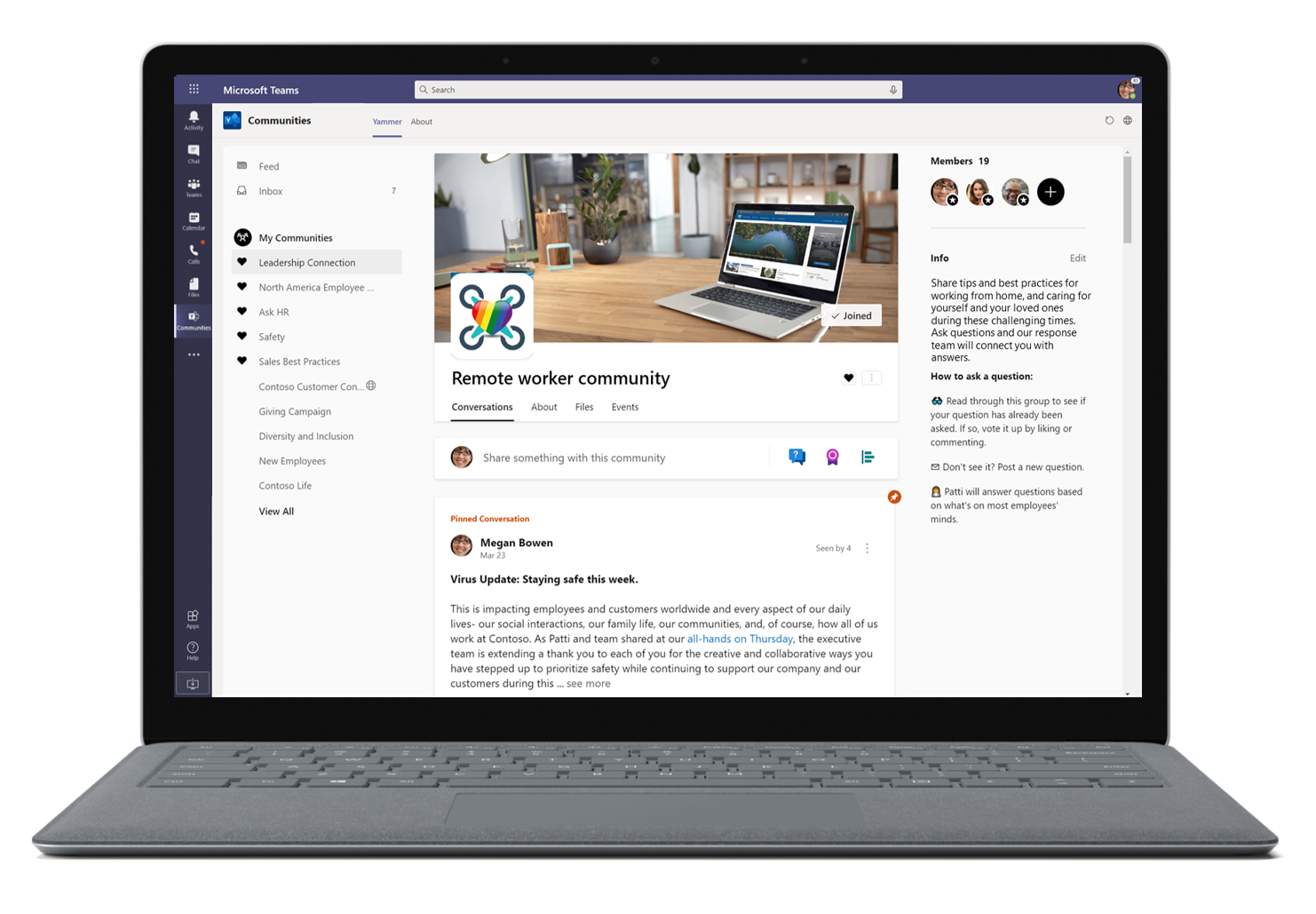 Image of a remote worker community in Microsoft Teams.