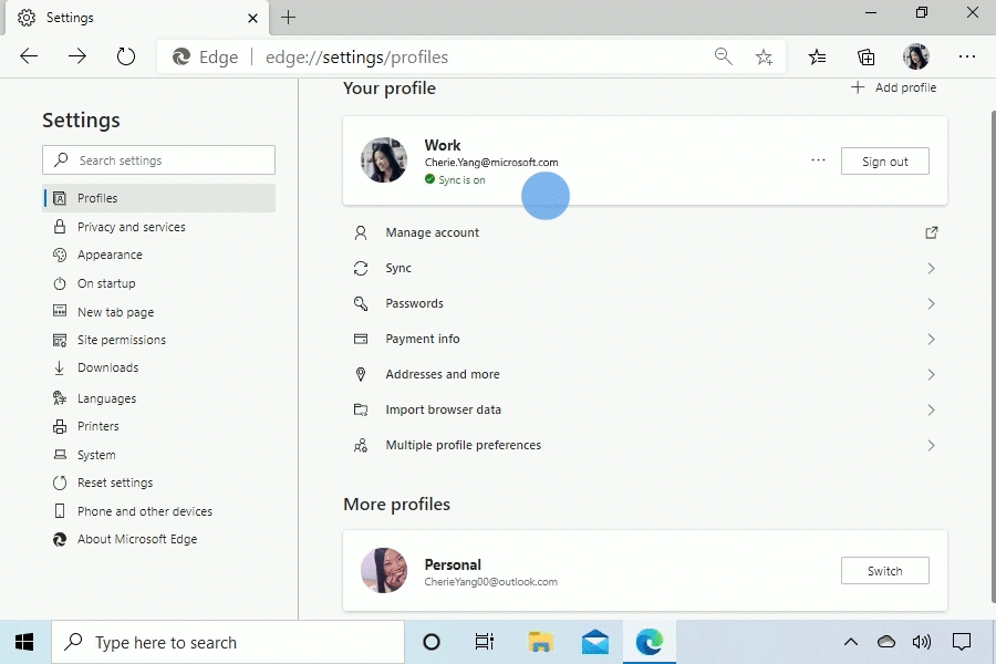 An image with managing the types of data that sync for Edge users.
