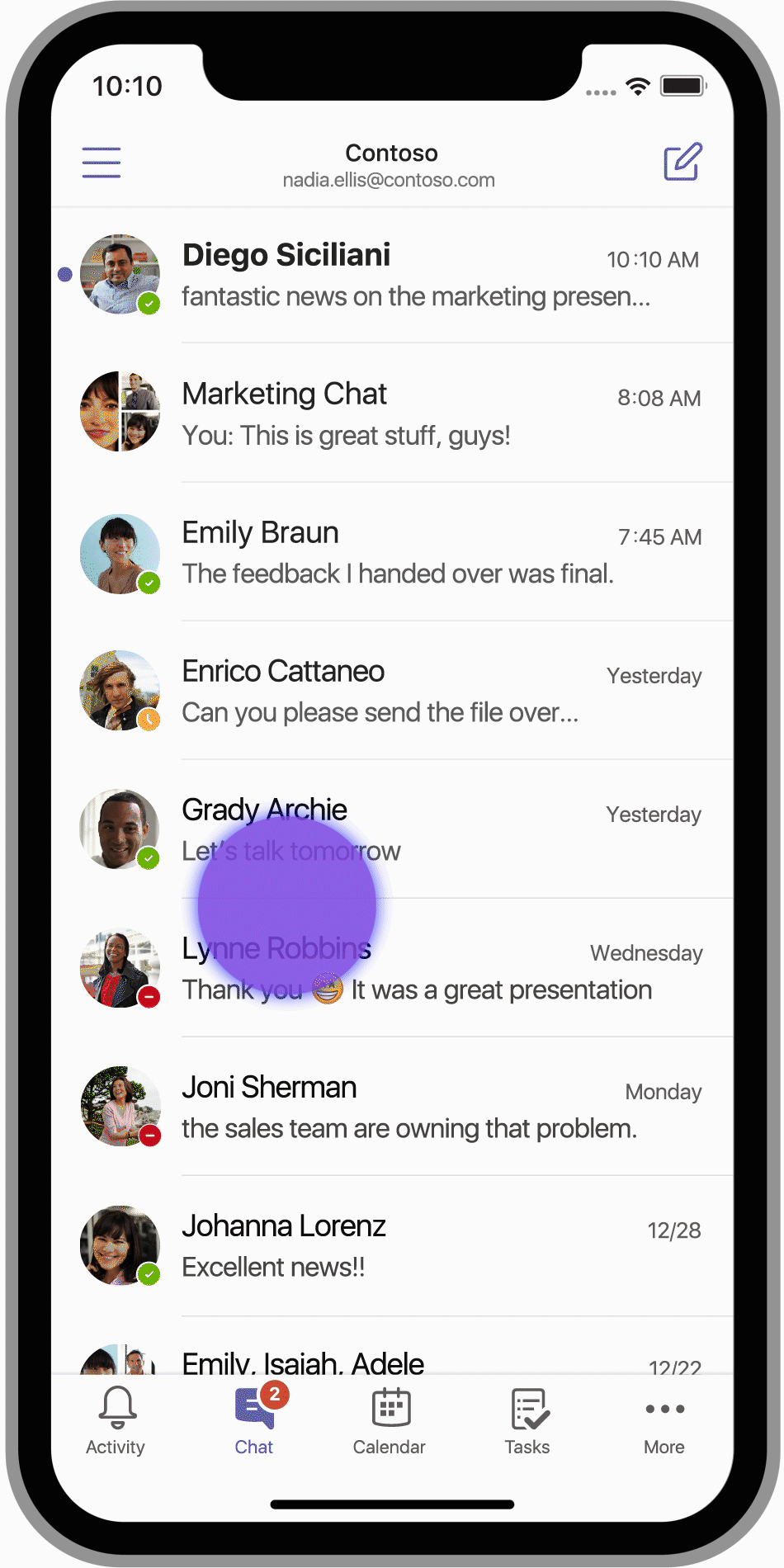 An image of group collaboration on Microsoft Teams on a mobile device.