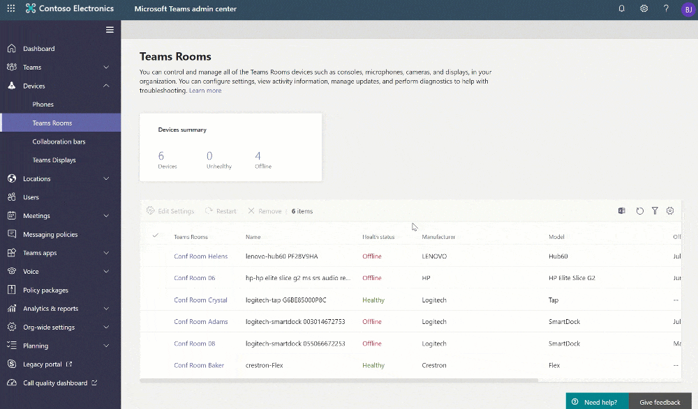 An animated image of Team Rooms.