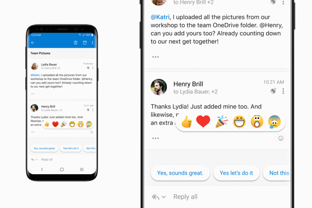 Let them know how you feel with reactions in Outlook