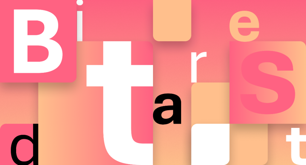 Bierstadt text examples with the letters b, i, t, a, d, r, e, s, and t. 