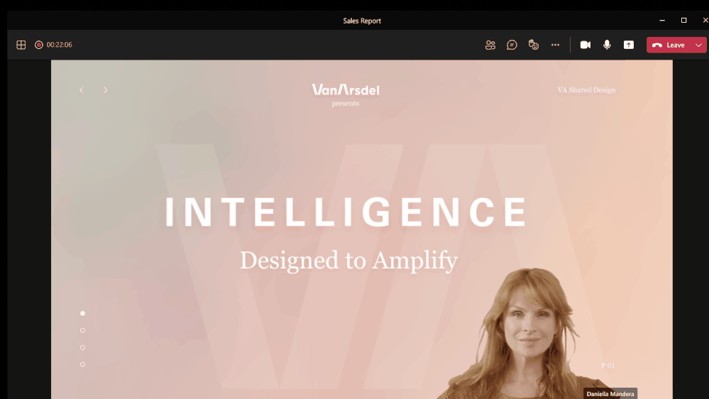 Speaker shown in three layouts view with content