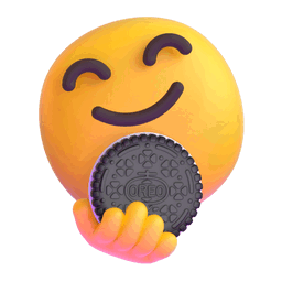 OREO THINS emoji that will be available in Microsoft Teams. An emoticon holding OREO THINS cookie.