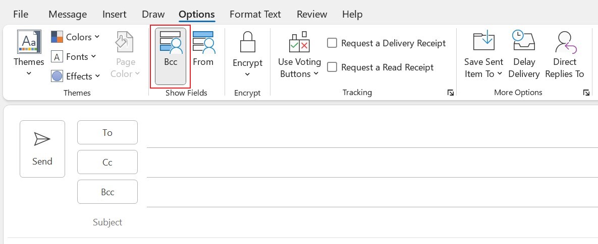 Add BCC in Outlook How to select Bcc in Microsoft Outlook when starting a new email.