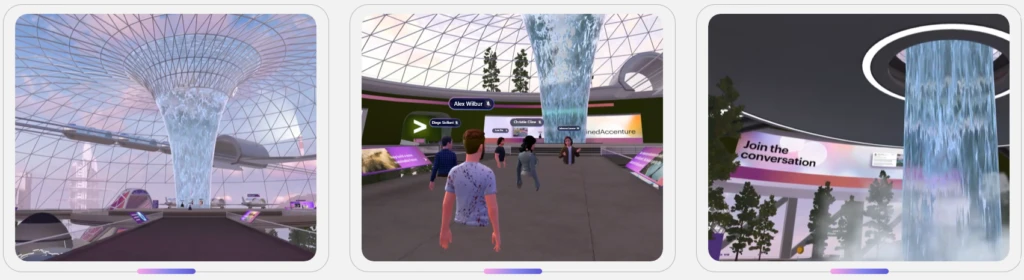 Screenshots showing how Accenture uses Microsoft Mesh.