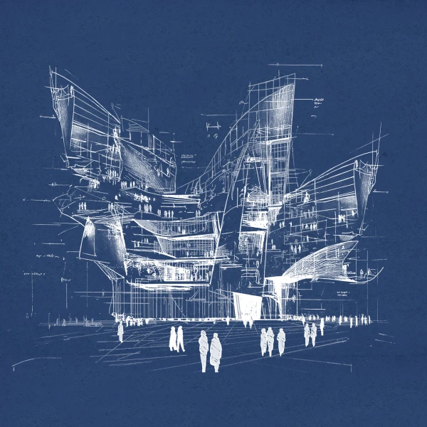 A blueprint of a building