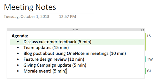 Meetings Notes with agenda view