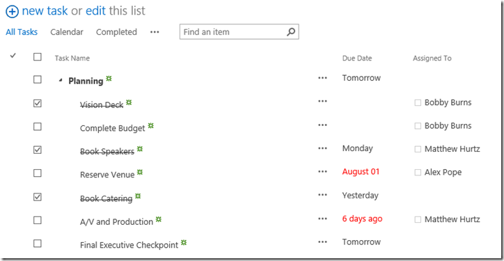 checking off items in an excel list