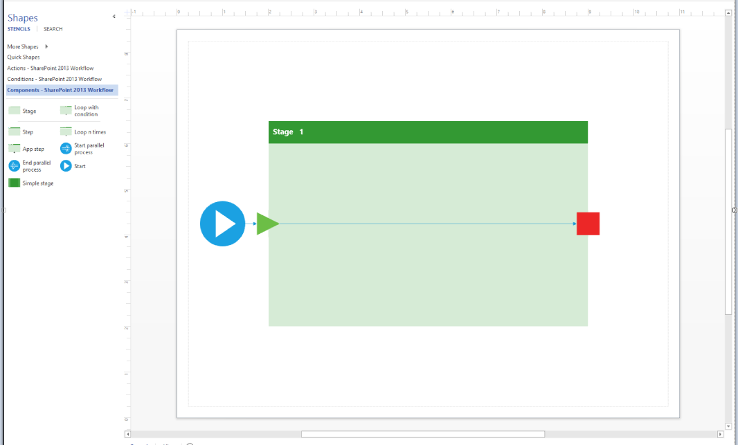 A SharePoint Workflow open in Visio A SharePoint Workflow open in Visio