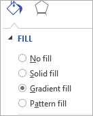 gradient fill menu options