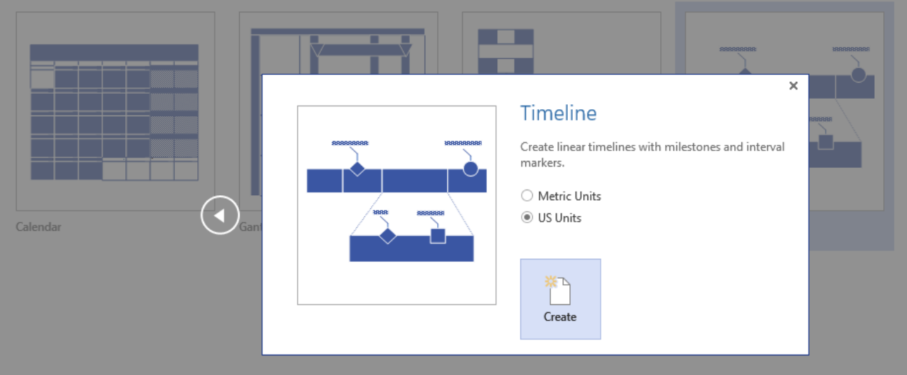 Timeline template icon in Visio