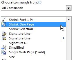 Shrink One Page command Shrink One Page command