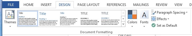 Screenshot of Word's Design tab