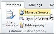 Manage Sources command Manage Sources command