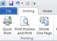 Shrink One Page command on the ribbon Shrink One Page command on the ribbon