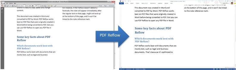 Screenshot of a PDF that has gone through the reflow feature and opened in Word.