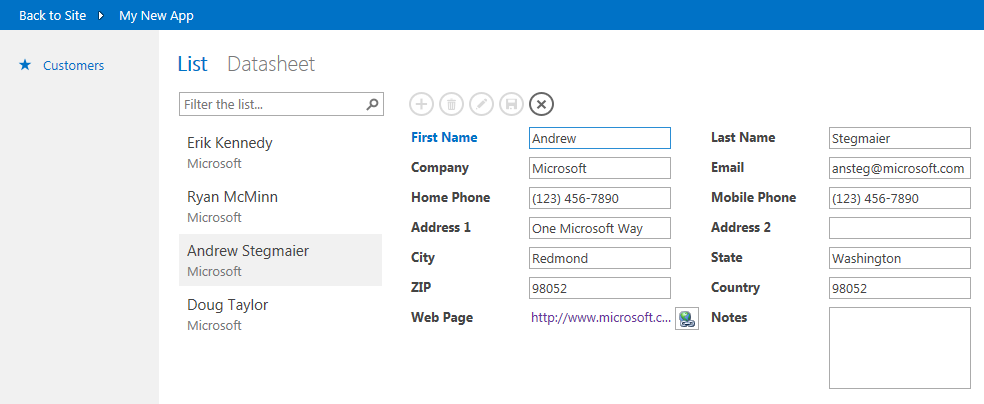 The default List view. The default List view.