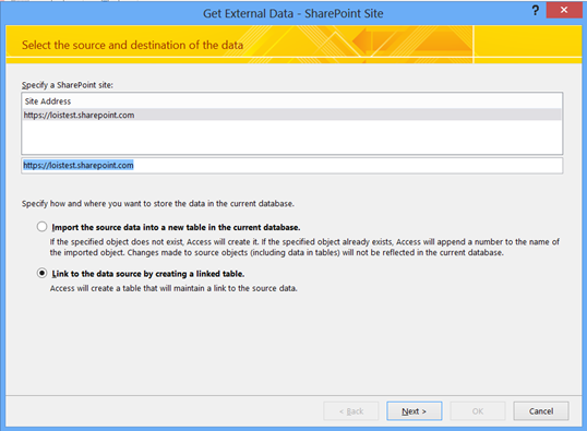The External Data wizard.