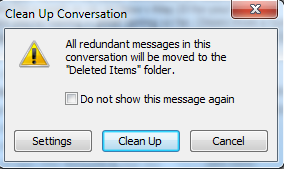 Clean Up to remove emails.