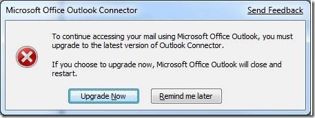 Outlook Connector installation dialog box Outlook Connector installation dialog box