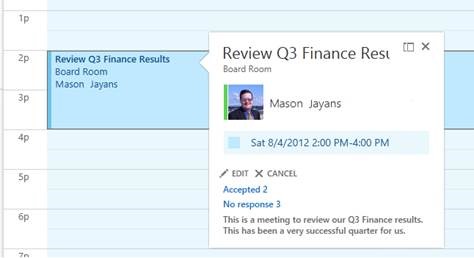 Calendar item “peek”