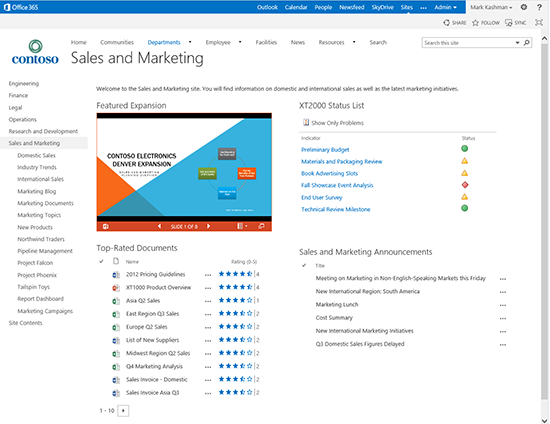 departments landing page