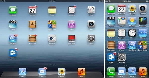 Tablet and mobile views of a home screen are displayed