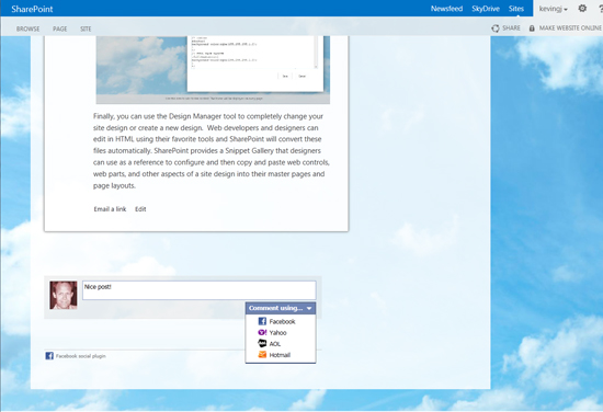 Blogs with the Facebook comments social plugin