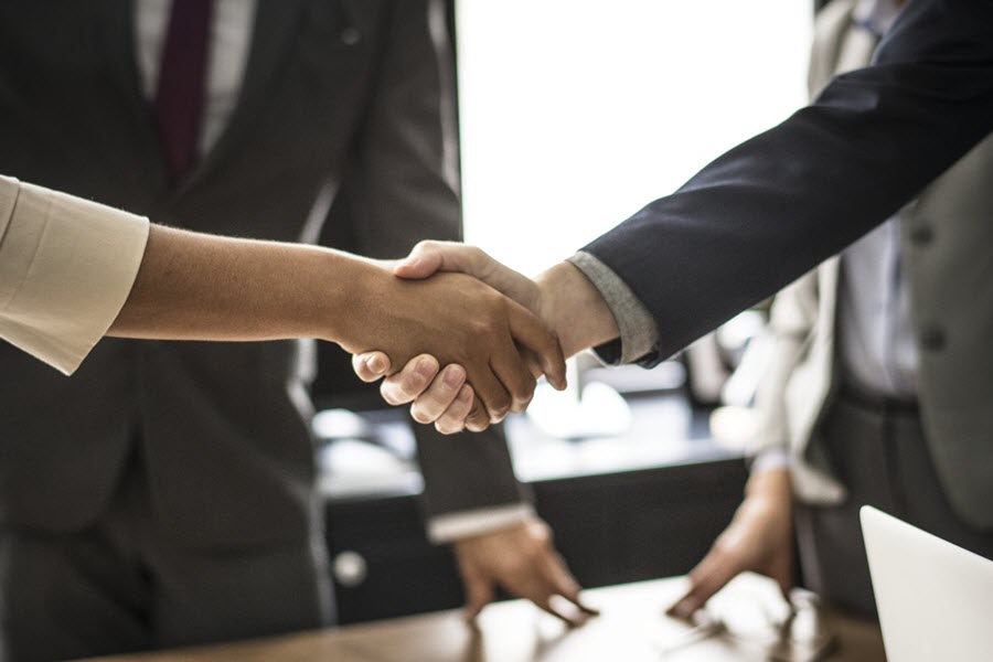 Partners introducing themselves and shaking hands