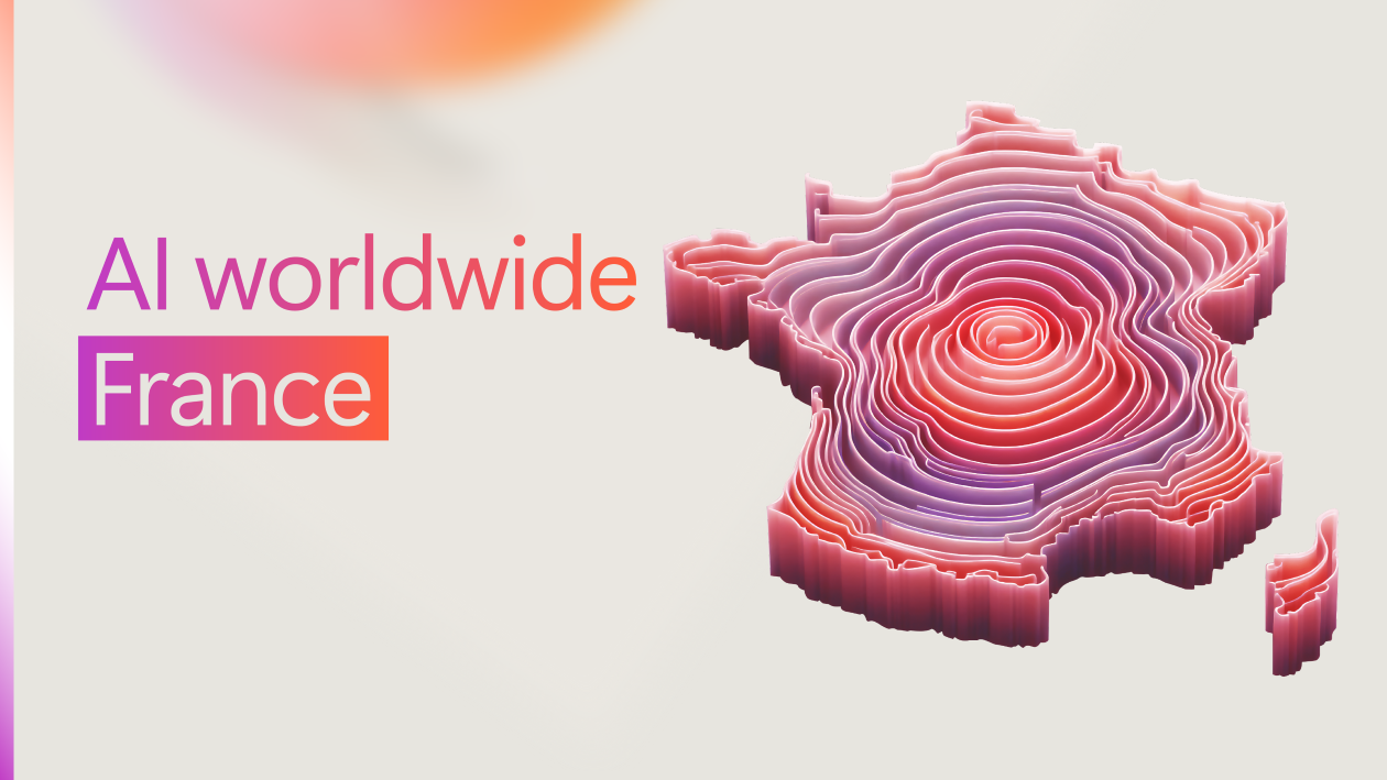A decorative image with text reading "AI worldwide France."