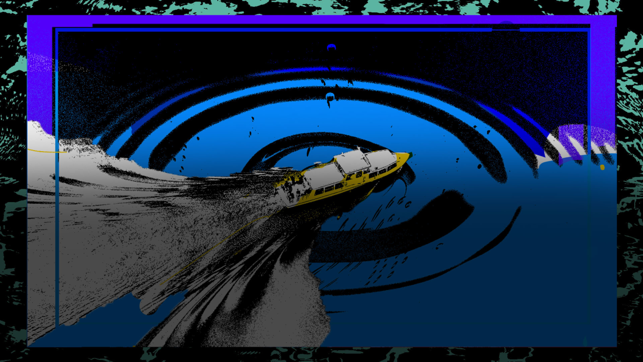 A decorative image of a yellow boat in a blue circle