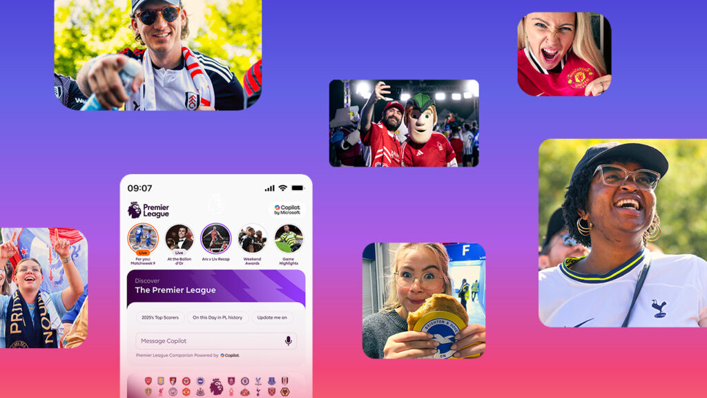 Images of fans interacting with a football team